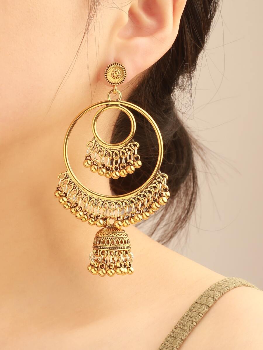 1 对女士日常佩戴耳环 - 金黃色 - 查看 1