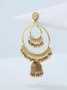 1 对女士日常佩戴耳环 - 金黃色 - 查看 3