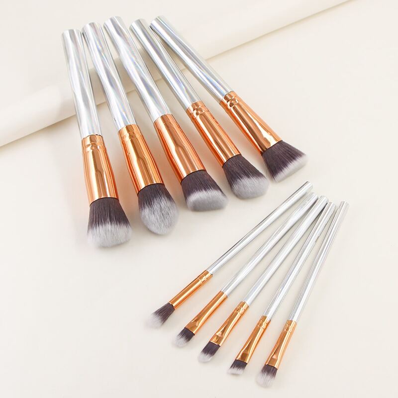 

10pcs Metallic Makeup Brush Set, White