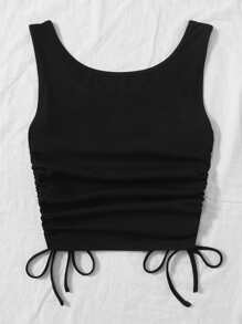 Top court avec cordon et strass - Noir - Voir 2