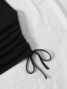 Top court avec cordon et strass - Noir - Voir 5