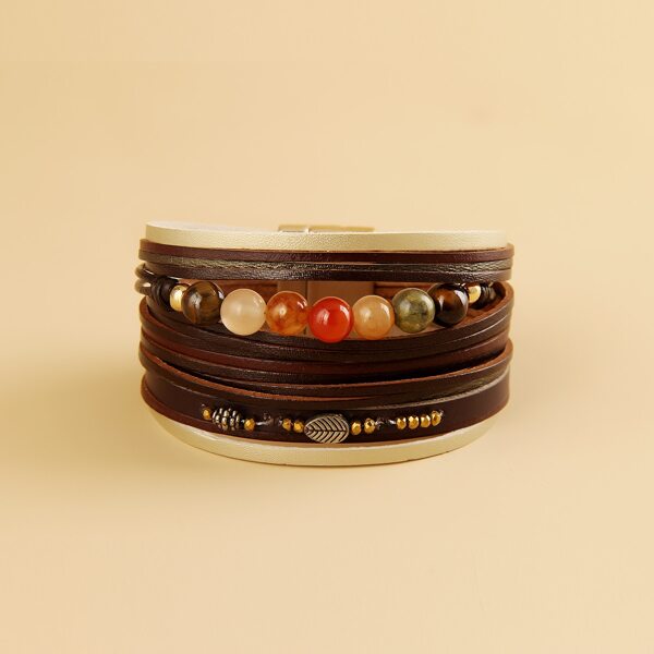 

Leaf Decor Layered Bracelet, Brown