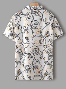 Manfinity Men Abstract Figure Graphic Button Up Shirt - Multicolor - View 2