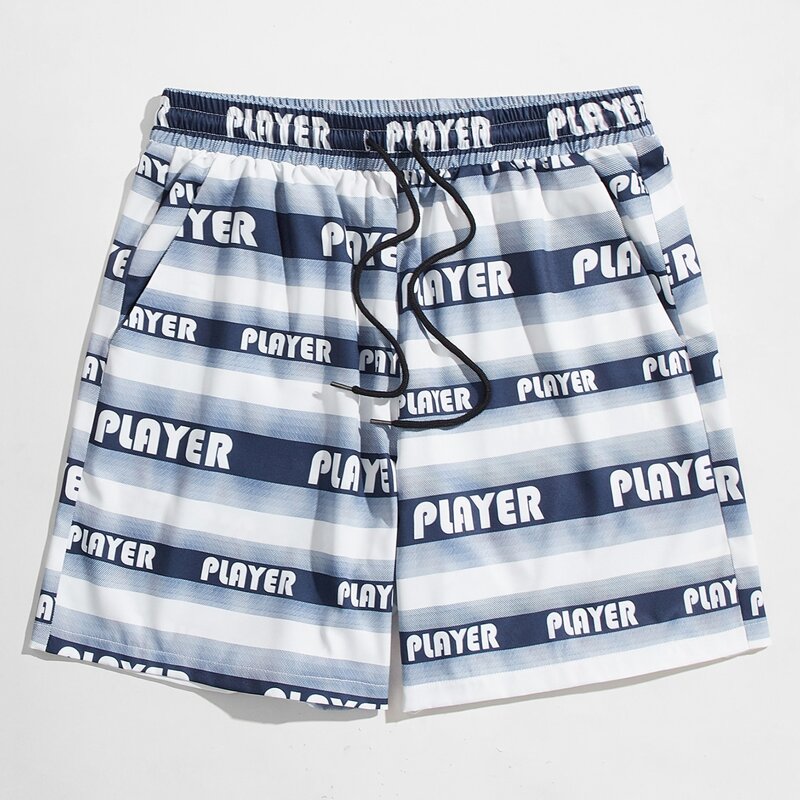 

Guys Letter Striped Drawstring Shorts, Multicolor