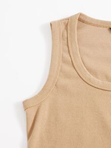 SHEIN EZwear Scoop Neck Solid Bodysuit - Apricot - View 4