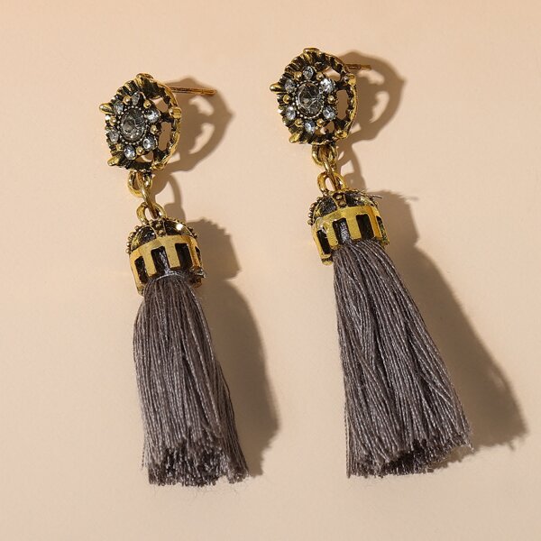 

Tassel Drop Earrings, Grey