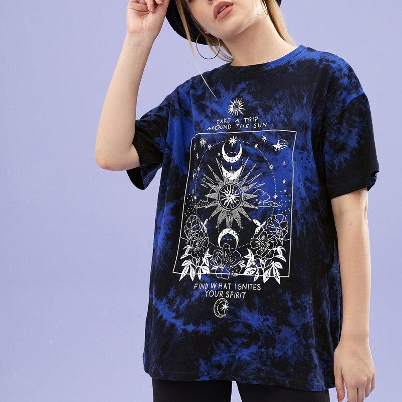 

Letter Sun & Moon Graphic Tie Dye Tee, Multicolor