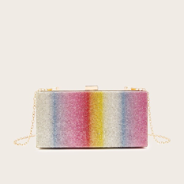 

Ombre Rhinestone Decor Clutch Bag, Multicolor