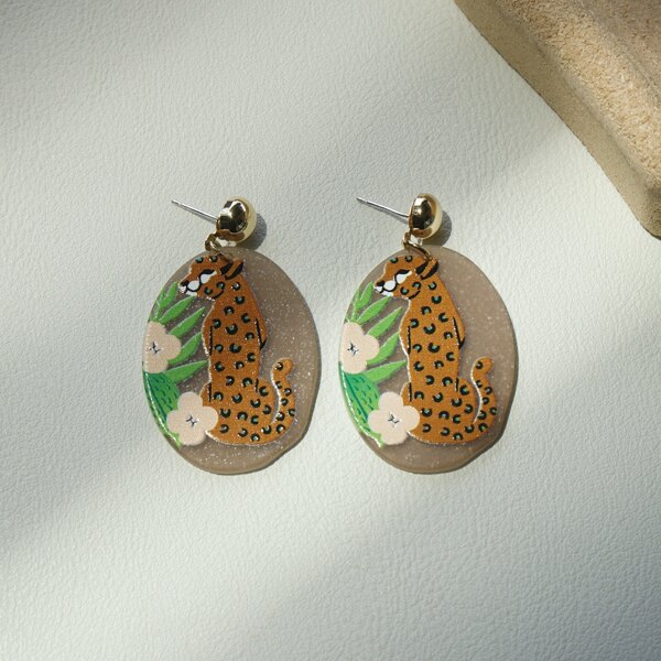 

Animal Print Acrylic Earrings, Multicolor