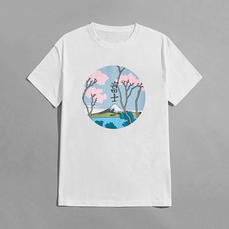 

Guys Mount Fuji Print Tee, White