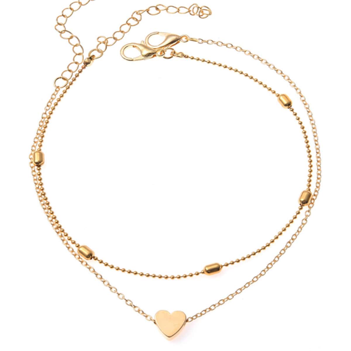 

2pcs Heart Decor Anklet, Gold