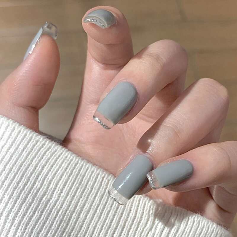 

24pcs Clear Tip Fake Nail & 1sheet Tape, Multicolor