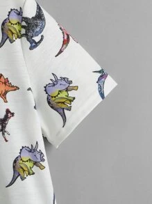 SHEIN Tween Boy Dinosaur Print Tee - Multicolor - View 3