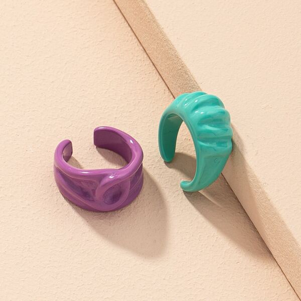 

2pcs Resin Ring, Multicolor