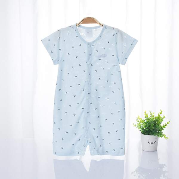 

Baby Unisex Geo Print Jumpsuit, Baby blue