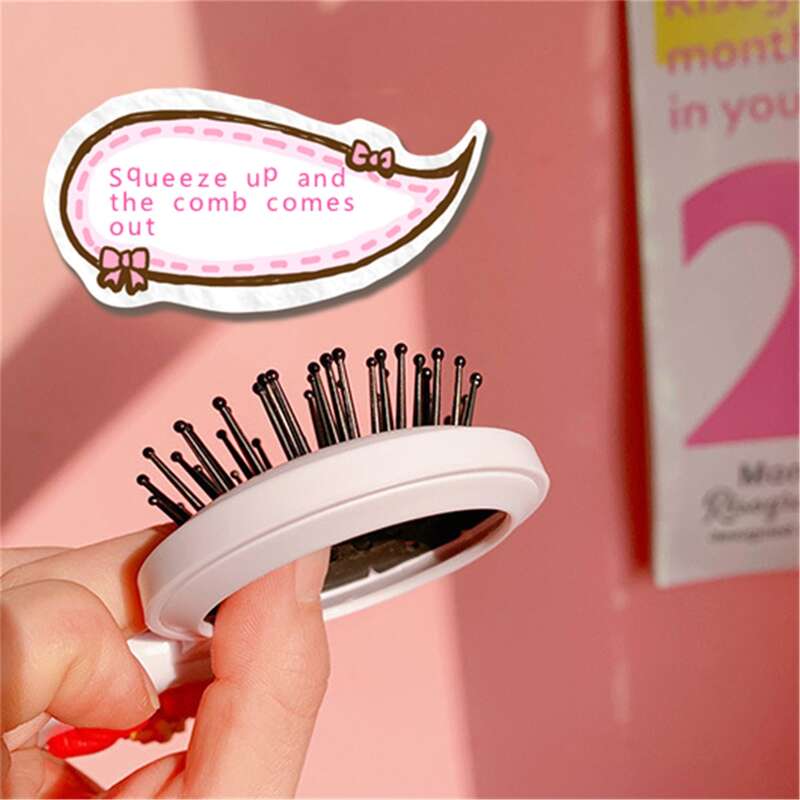 

1pc Portable Cartoon Comb With Mirror, Multicolor