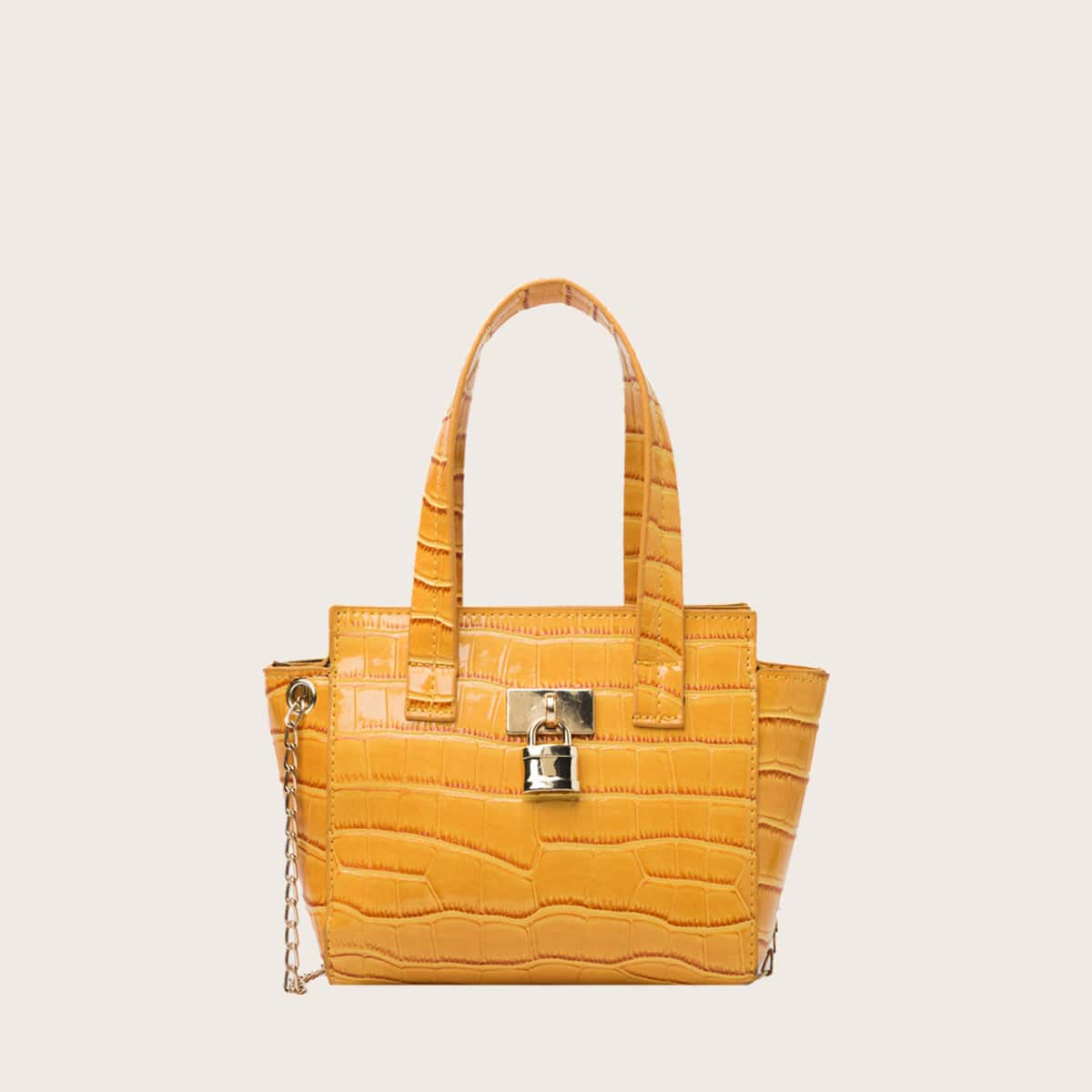 

Croc Embossed Chain Satchel Bag, Yellow