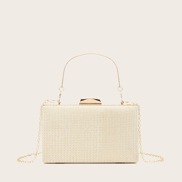 

Metallic Box Clutch Bag, Gold