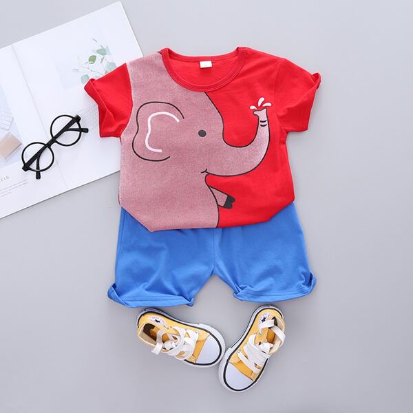

Toddler Boys Elephant Print Top & Shorts Set, Multicolor