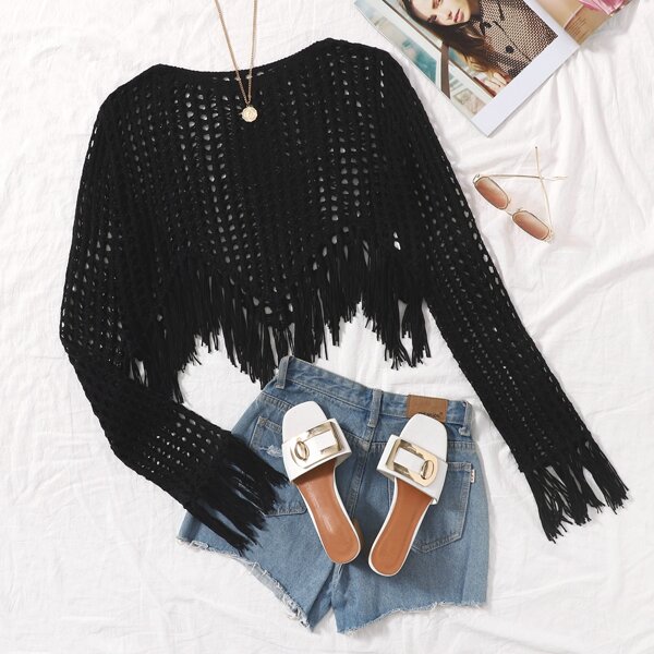 

Fringe Trim Cover Up, Black