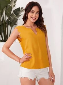 SHEIN Clasi 西裝領貝殼邊上衣 - 芥末黃 - 查看 4