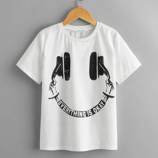 

Boys Headset & Slogan Graphic Tee, White