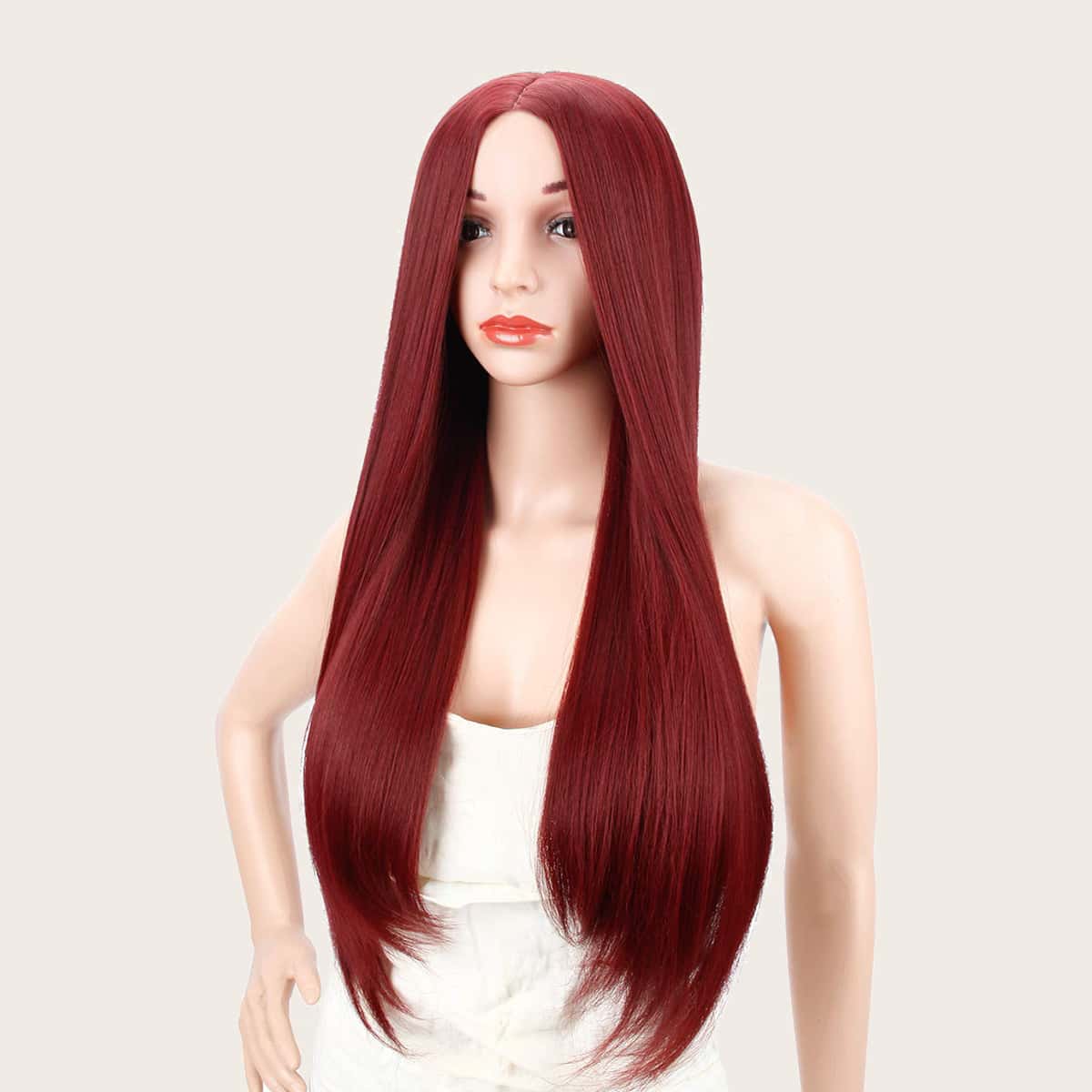 

Natural Long Straight Wig, Red