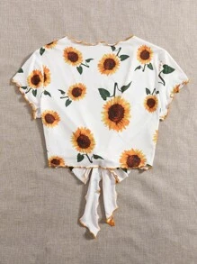 Soleia 繫帶向日葵圖案上衣 - 彩色 - 查看 2