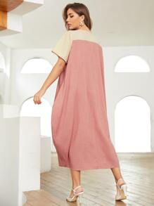 SHEIN 3D Floral Applique Detail Dress - Dusty Pink - View 2