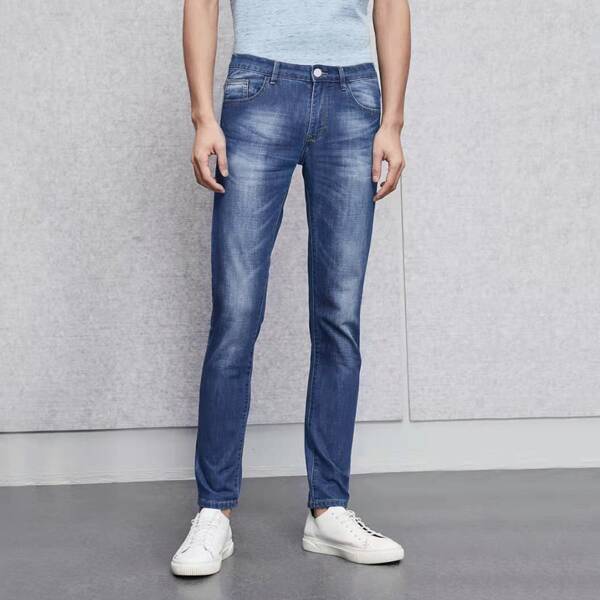

Men Washed Tapered Jeans, Medium wash