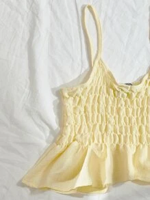 Shirred Peplum Cami Top - Yellow - View 4