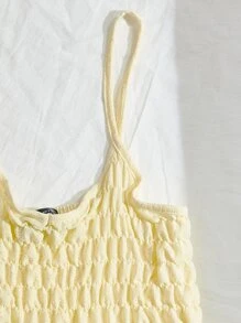 Shirred Peplum Cami Top - Yellow - View 5