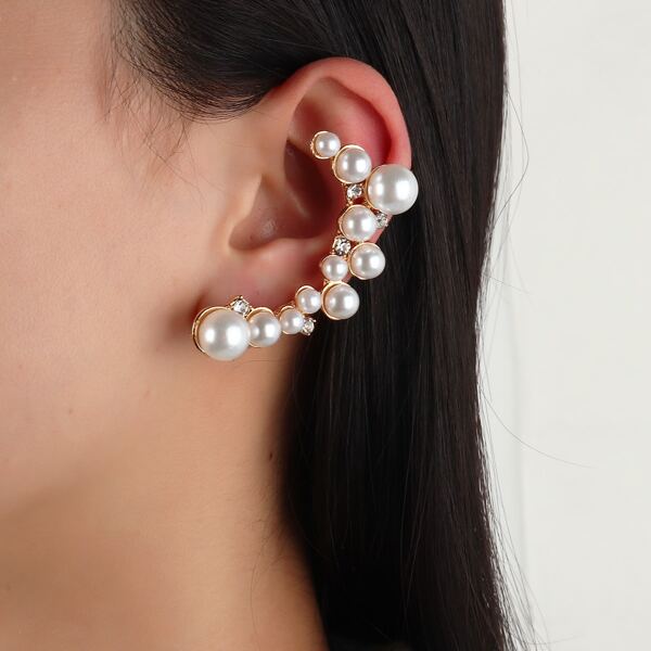 

Faux Pearl Decor Ear Climber, White