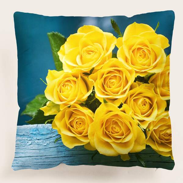 

Rose Print Cushion Cover Without Filler, Multicolor