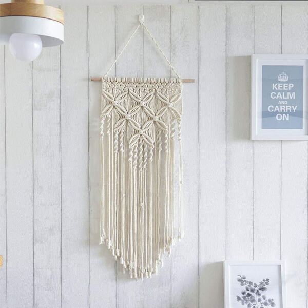 

1pc Woven Tassel Wall Hanging, Beige