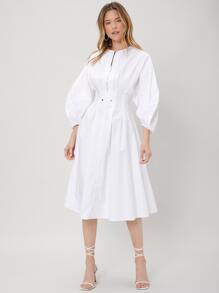 SHEIN 純棉氣球袖連衣裙