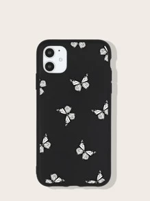 Butterfly Print Phone Case - Black - View 1