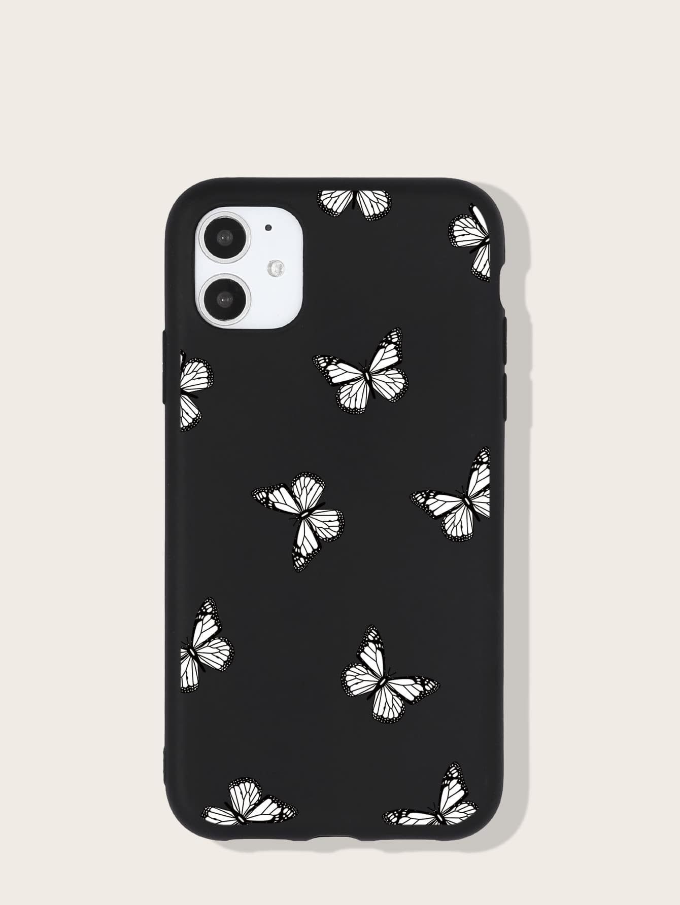 Butterfly Print Phone Case - Black - View 1