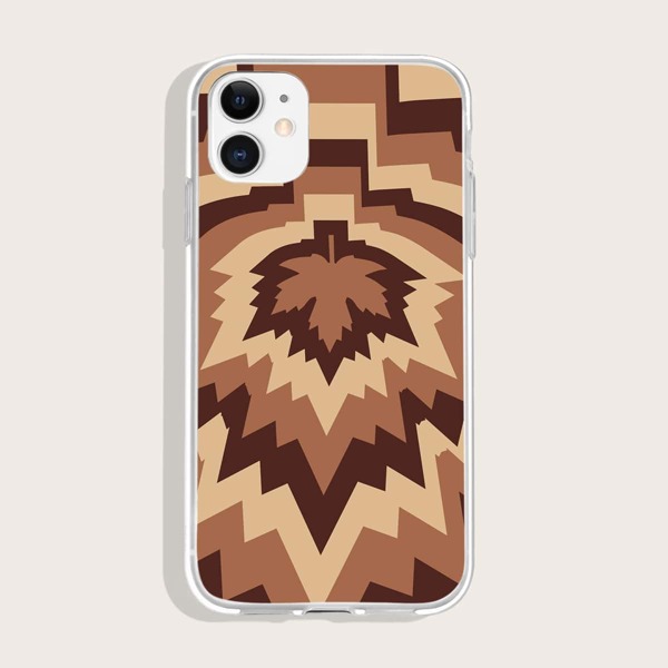 

Maple Leaf Print Phone Case, Brown