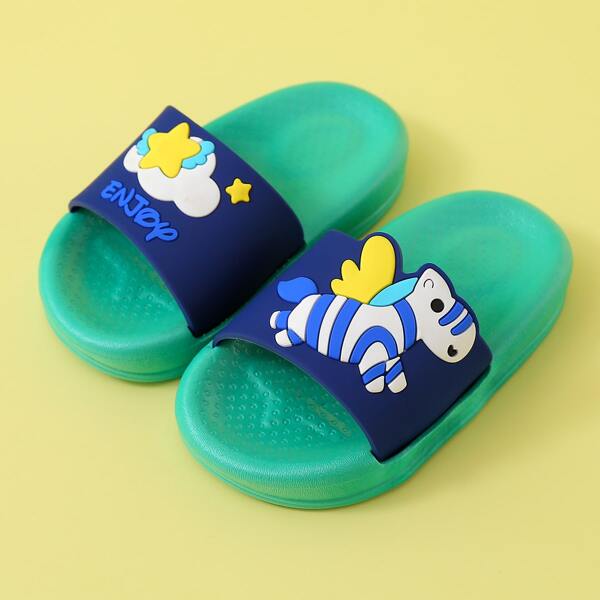 

Toddler Boys Cartoon Pattern Slippers, Green