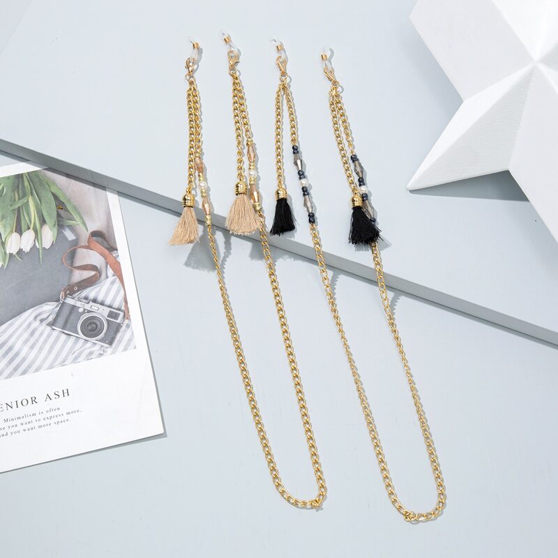 

2pcs Tassel Decor Glasses Chain, Multicolor