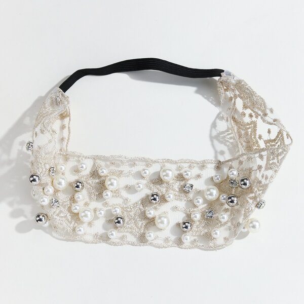 

Faux Pearl Decor Hair Band, Beige