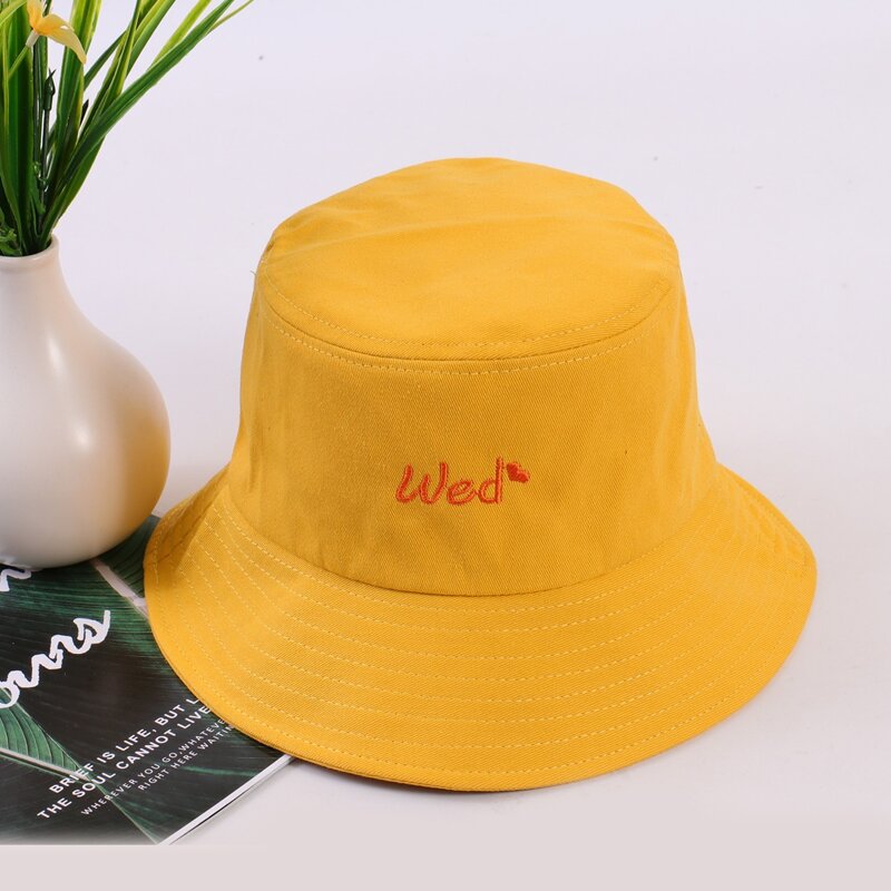 

Heart Embroidery Bucket Hat, Yellow