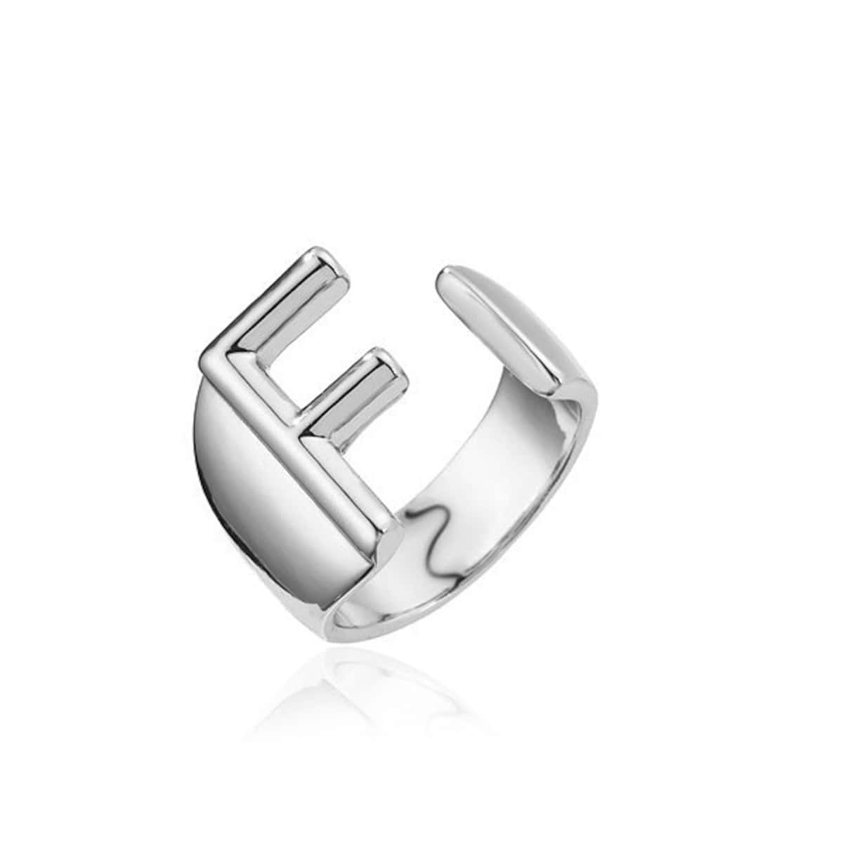

Letter F Design Ring, Silver