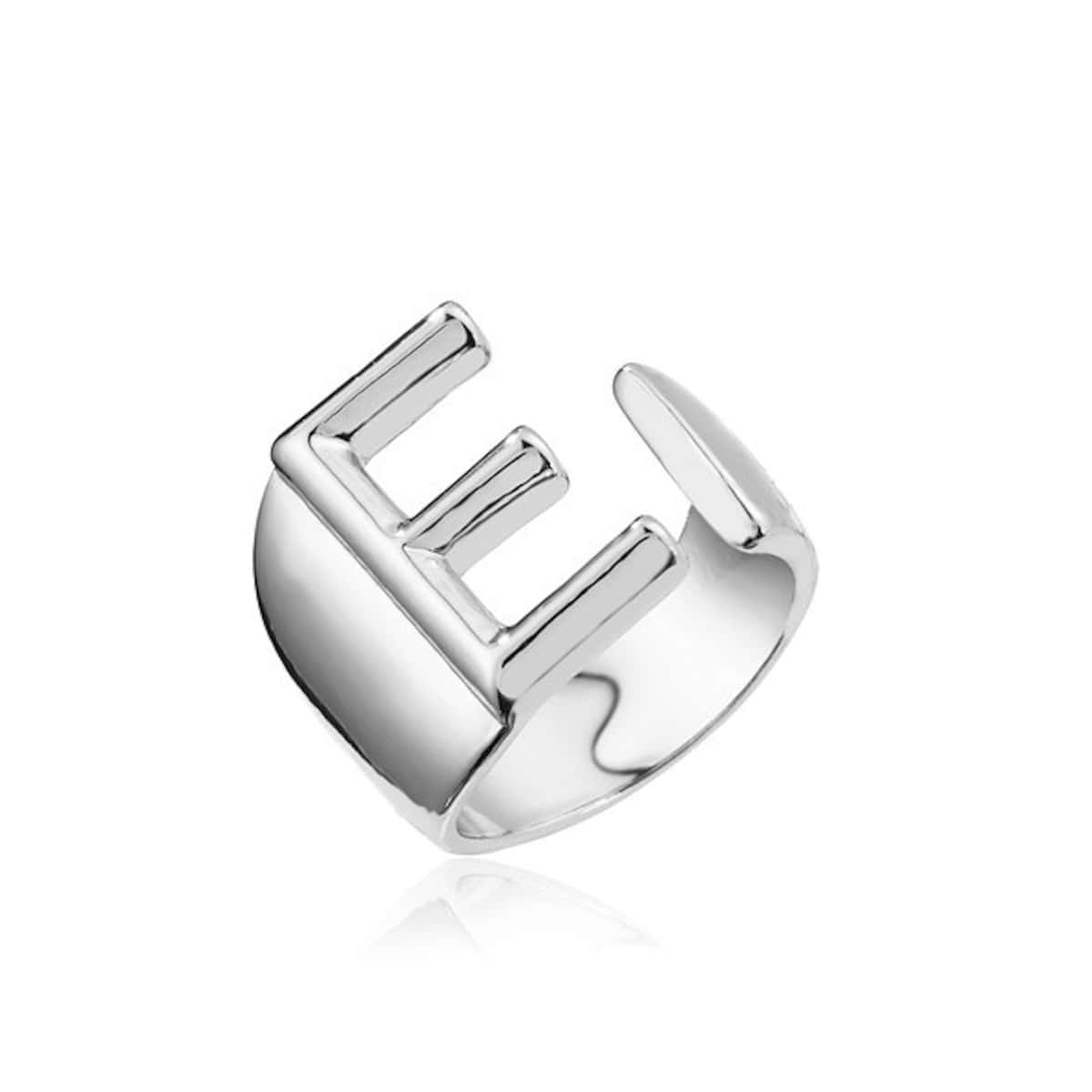 

Letter E Design Ring, Silver