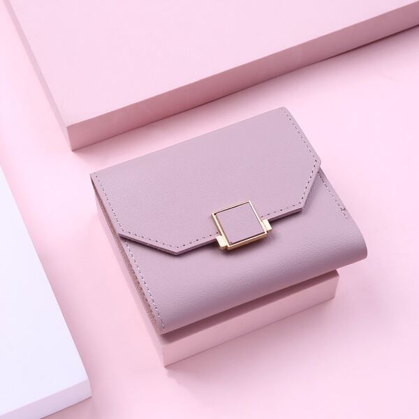 

Metal Decor Tri-fold Small Wallet, Mauve purple