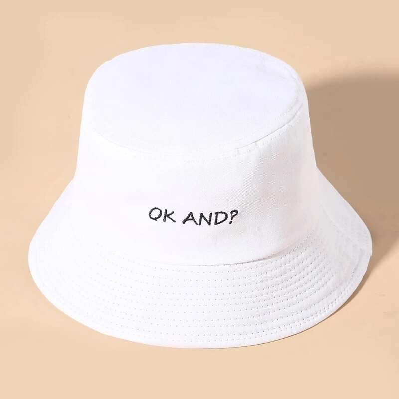 

Letter Embroidery Bucket Hat, White