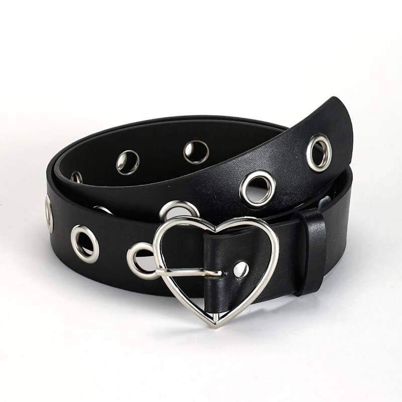 

Metal Heart Buckle Belt, Black