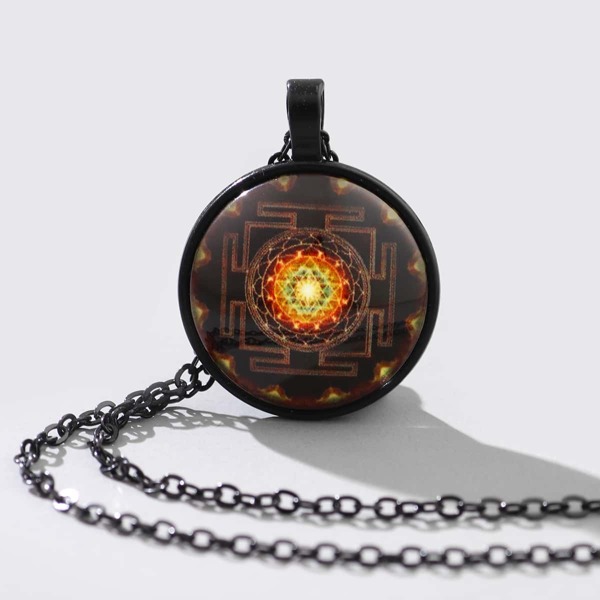 

Men Round Charm Necklace, Black