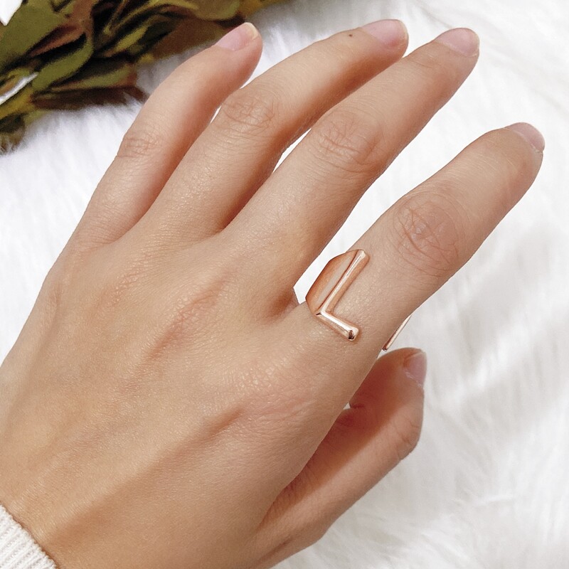 

Letter Charm Ring, Rose gold